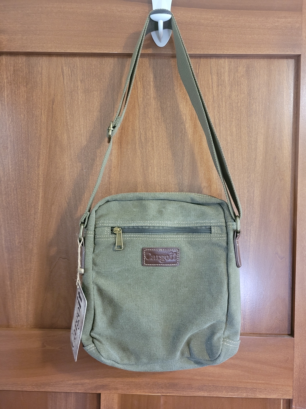 Canvas Crossbody Bag in Olive Green - Casual Everyday Carry - Picture 3 of 11